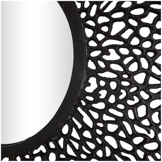 45" Black Abstract Aluminum Wall Mirror with Open Lattice Frame
